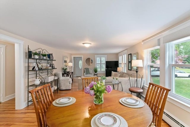 38 Pasho St, Andover, MA 01810 - dining area with a baseboard heating unit and light wood-style flooring
