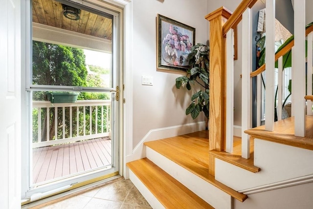 38 Gold Leaf, Mashpee, MA 02649 - doorway to outside featuring stairs and tile patterned flooring