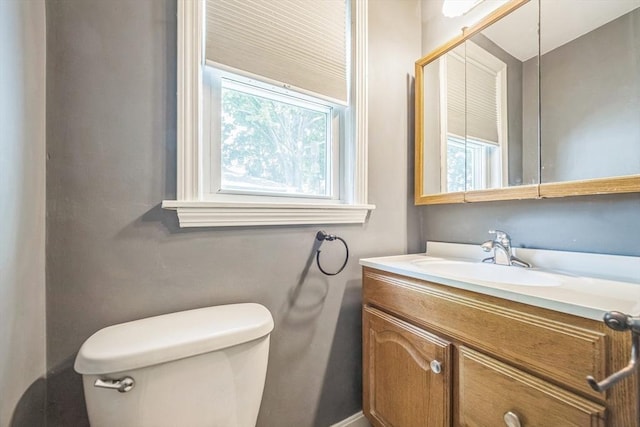 half bathroom with toilet and vanity