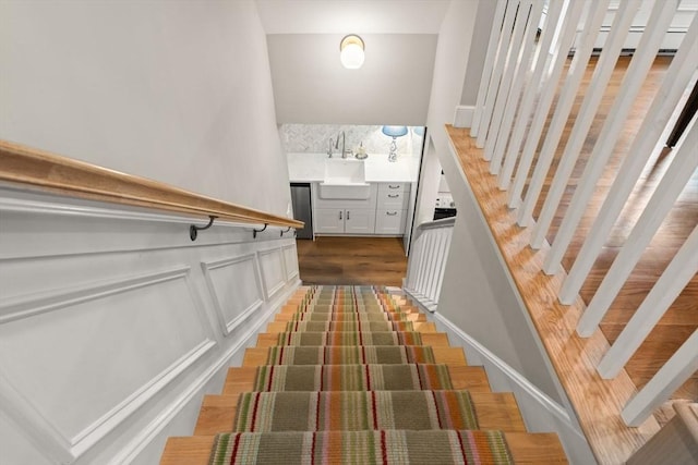 stairway with wainscoting