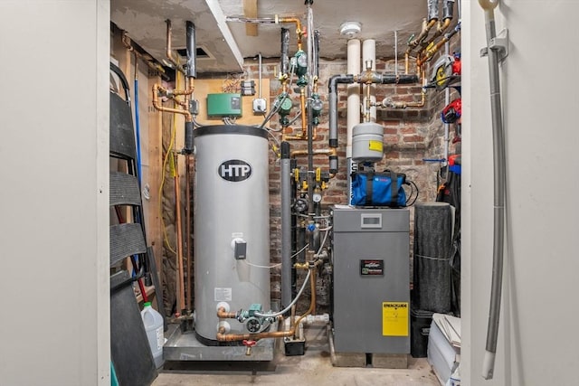 utilities featuring electric water heater and a heating unit