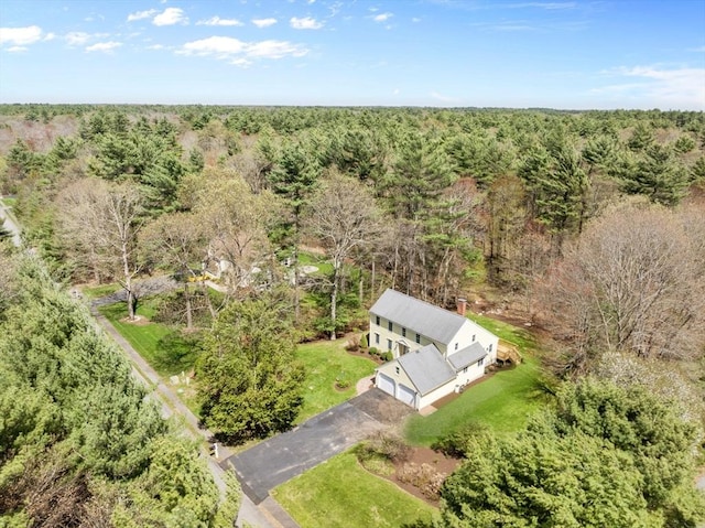 drone / aerial view with a view of trees
