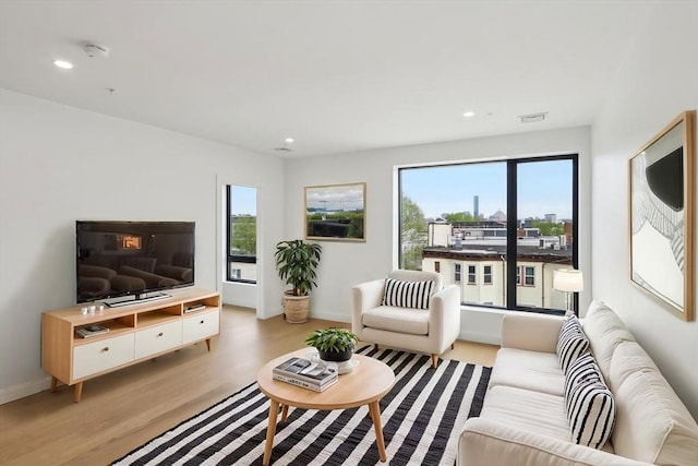 256 Dorchester St Unit 408, Boston, MA 02127 - living area with plenty of natural light, light wood-type flooring, recessed lighting, and baseboards