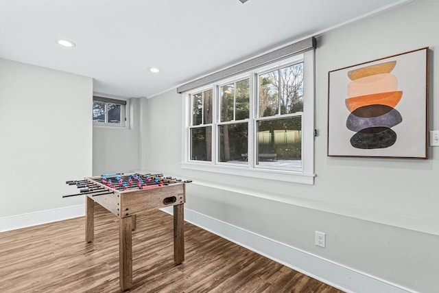 playroom featuring hardwood / wood-style flooring