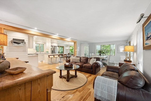 15 Youngs Rd, Gloucester, MA 01930 - living room with light wood-style floors and recessed lighting