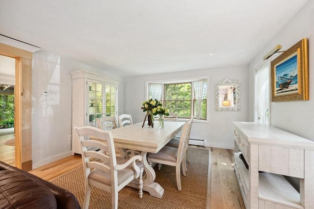 15 Youngs Rd, Gloucester, MA 01930 - dining room featuring light wood-style floors, a baseboard radiator, and baseboards