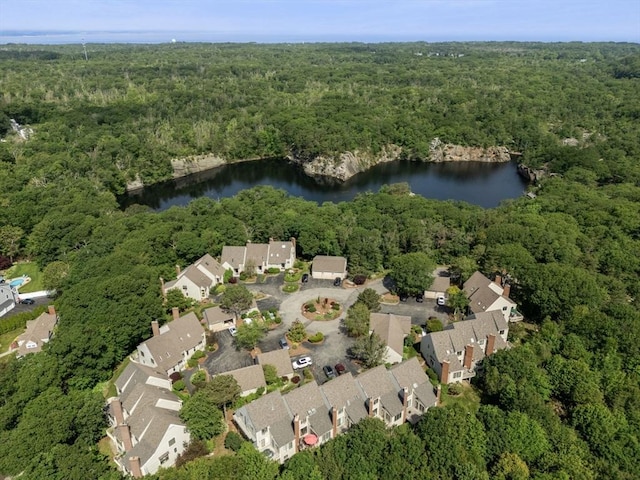 27 Quarryridge Ln Unit 27, Rockport, MA 01966 - aerial view of property and surrounding area featuring a forest and a large body of water