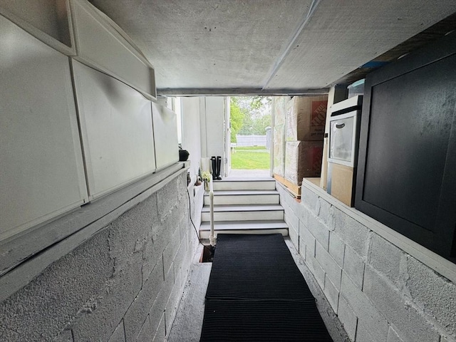16 3rd St, Framingham, MA 01702 - hallway featuring concrete block wall