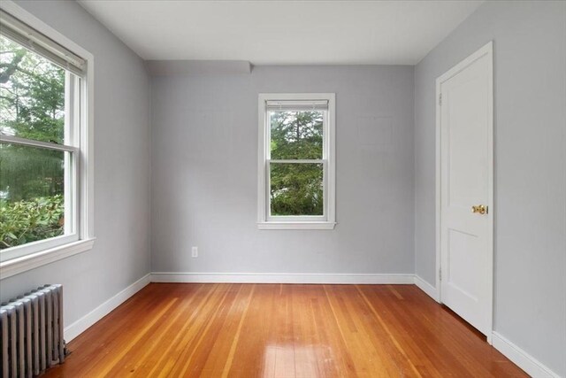 88 Cocasset St Unit 1, Foxboro, MA 02035 - unfurnished room featuring radiator, plenty of natural light, light wood-style flooring, and baseboards
