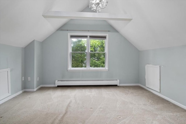 88 Cocasset St Unit 1, Foxboro, MA 02035 - additional living space with baseboard heating, carpet floors, lofted ceiling, and baseboards