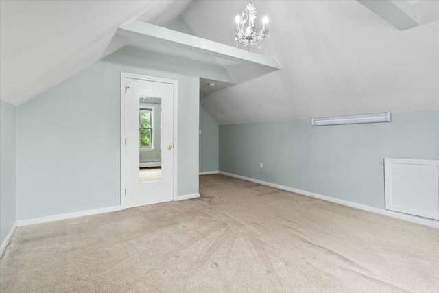 88 Cocasset St Unit 1, Foxboro, MA 02035 - bonus room with carpet floors, a chandelier, lofted ceiling, baseboards, and a baseboard radiator