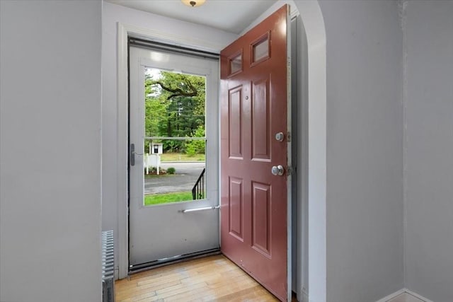 88 Cocasset St Unit 1, Foxboro, MA 02035 - entrance foyer with light wood finished floors and arched walkways