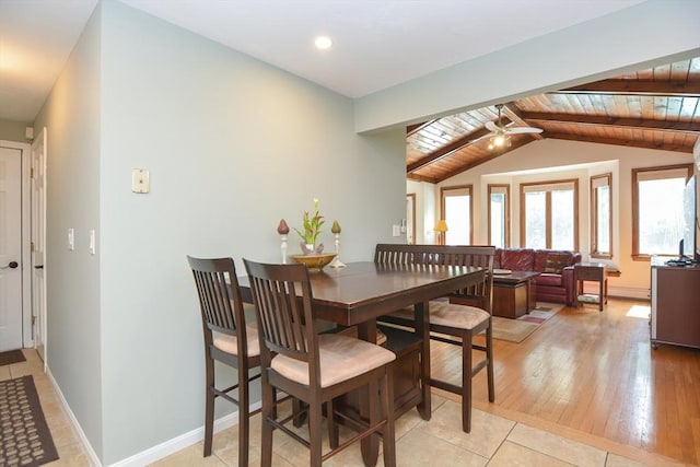 26 Kittredge St, Walpole, MA 02081 - dining area featuring wood ceiling, ceiling fan, light tile patterned floors, and baseboards