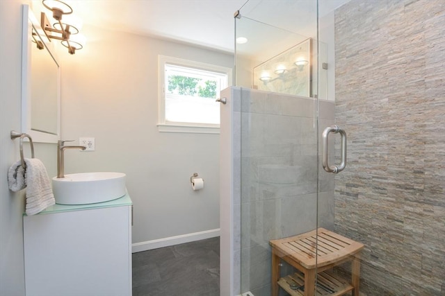 26 Kittredge St, Walpole, MA 02081 - full bath featuring vanity, a stall shower, and baseboards