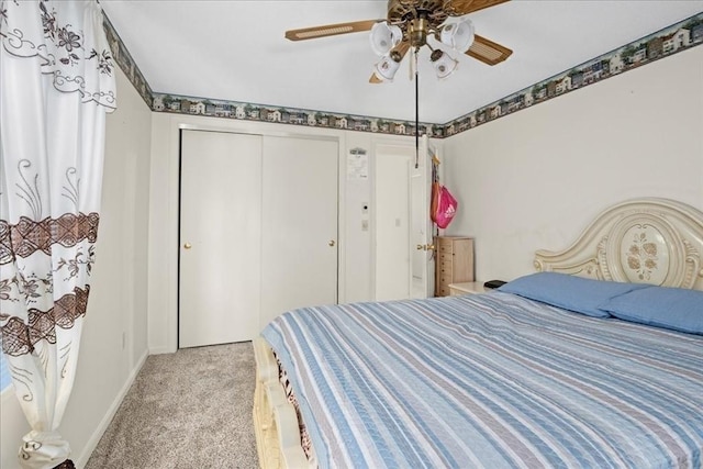 23 Vincent Cir, Worcester, MA 01604 - bedroom with light carpet, baseboards, a closet, and ceiling fan