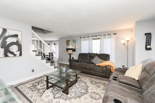 living room with hardwood / wood-style floors