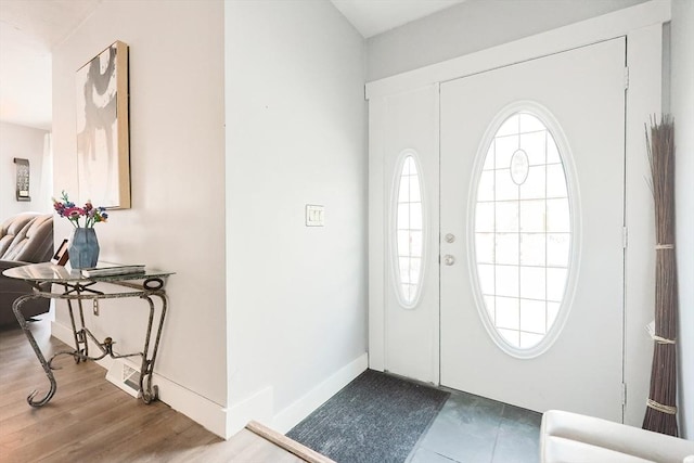 entrance foyer featuring wood-type flooring