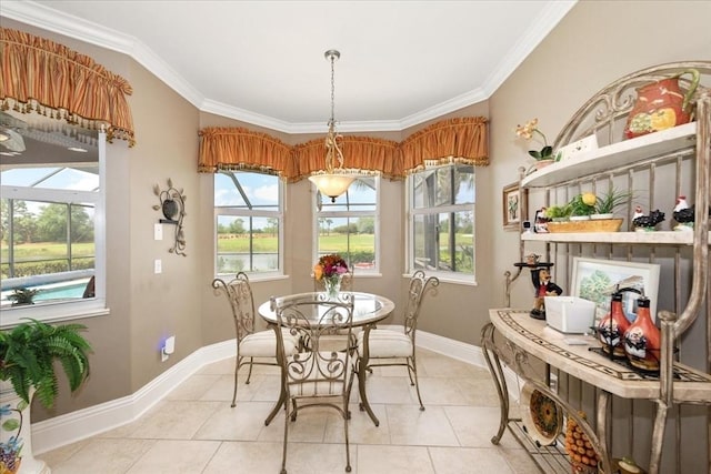 10852 Tiberio Dr, Fort Myers, FL 33913 - dining room with crown molding, light tile patterned floors, and a wealth of natural light