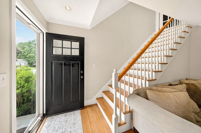 9 Arrowhead Ln, Dartmouth, MA 02748 - foyer entrance featuring wood-type flooring, stairs, and recessed lighting