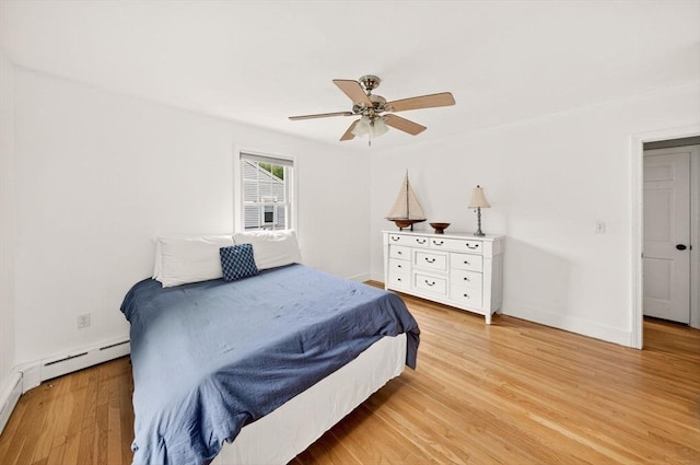9 Arrowhead Ln, Dartmouth, MA 02748 - bedroom featuring light wood-style floors, a baseboard heating unit, and ceiling fan