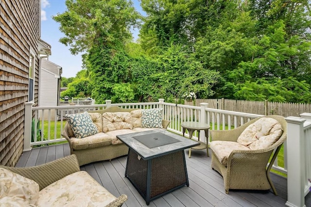 9 Arrowhead Ln, Dartmouth, MA 02748 - wooden deck featuring an outdoor hangout area