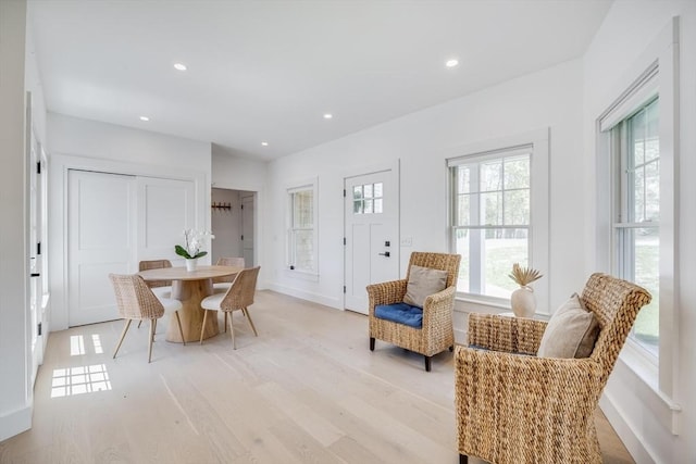 72 Oliver Snow Rd, Harwich, MA 02646 - dining room with recessed lighting, light wood-style floors, and baseboards