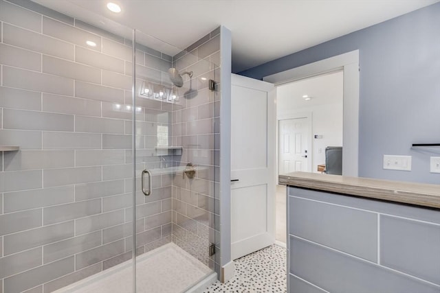 72 Oliver Snow Rd, Harwich, MA 02646 - bathroom featuring a shower stall and recessed lighting