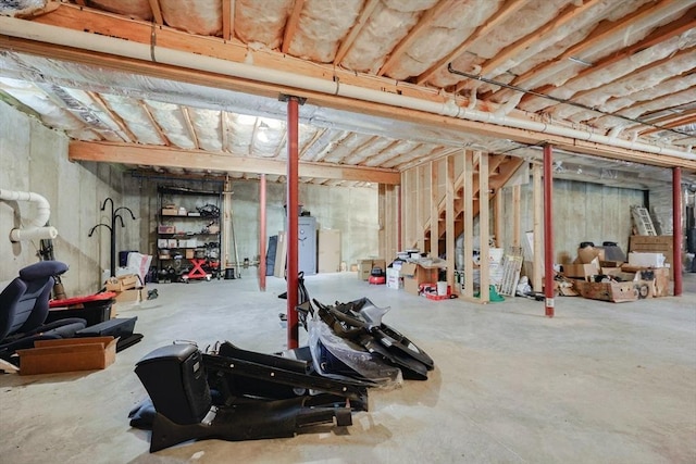 view of unfinished basement