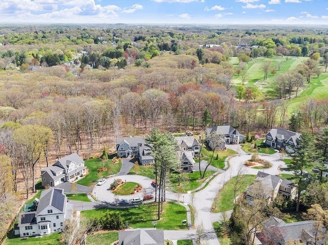 aerial view with a forest view and a residential view