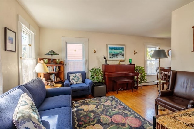 living room with wood finished floors