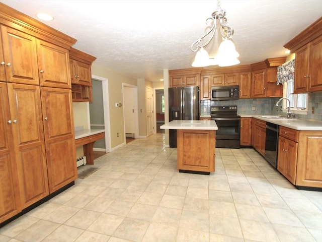 14 Oak Cir, Princeton, MA 01541 - kitchen with black / electric stove, brown cabinetry, dishwashing machine, backsplash, and light countertops
