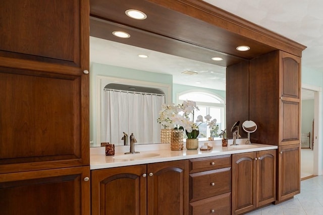 3 Longview Ter, Gloucester, MA 01930 - bar featuring a sink, recessed lighting, and light tile patterned floors