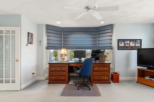3 Longview Ter, Gloucester, MA 01930 - office space featuring baseboards, plenty of natural light, ceiling fan, and recessed lighting