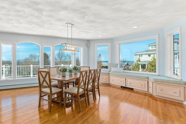 3 Longview Ter, Gloucester, MA 01930 - dining room featuring light wood-style floors, recessed lighting, and baseboard heating