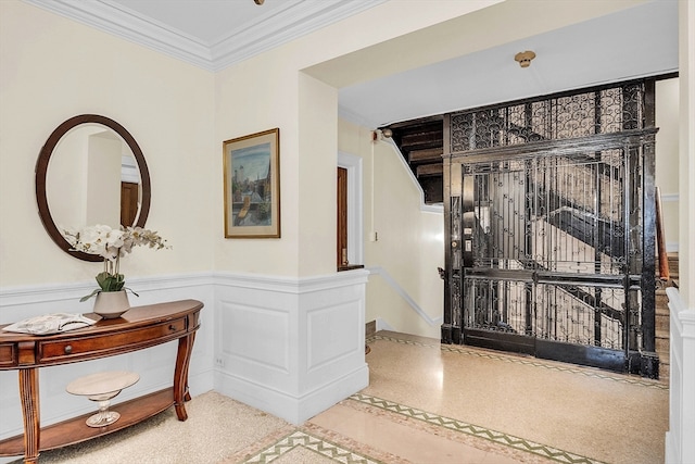 hallway with crown molding