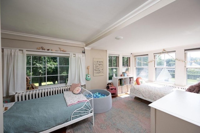 bedroom featuring radiator heating unit