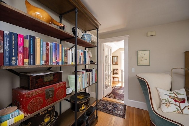 home office featuring light hardwood / wood-style floors