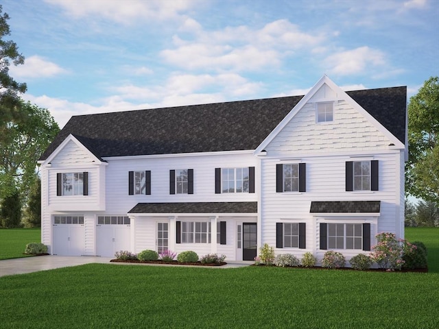 7 Brookdale Rd, Natick, MA 01760 - view of front of house with an attached garage, driveway, a shingled roof, and a front lawn