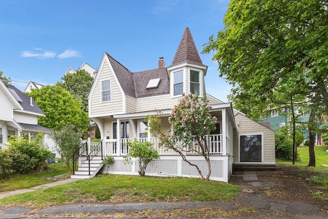 136 Locust Way, Winthrop, MA 02152 - victorian-style house with covered porch and a chimney