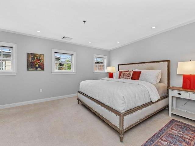 92 Warren St Unit W-1, Boston, MA 02129 - bedroom with light carpet, crown molding, baseboards, and recessed lighting