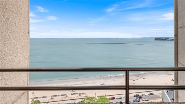 property view of water featuring a view of the beach