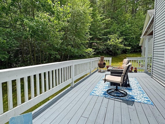 19 Orange Rd, Northfield, MA 01360 - wooden deck with a forest view and an outdoor fire pit