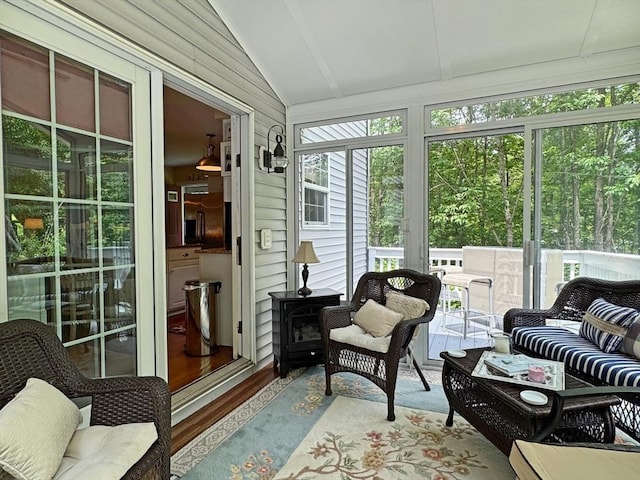 19 Orange Rd, Northfield, MA 01360 - sunroom featuring vaulted ceiling, healthy amount of natural light, and outdoor lounge area