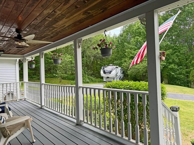 19 Orange Rd, Northfield, MA 01360 - wooden porch featuring ceiling fan