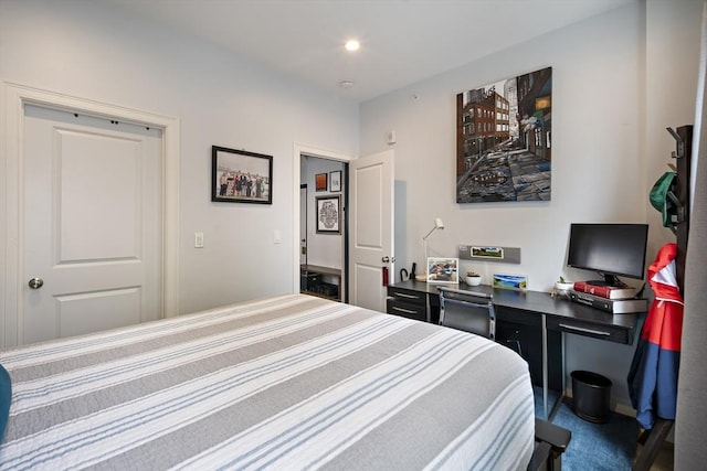 bedroom with recessed lighting
