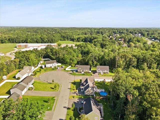 aerial view featuring a forest view