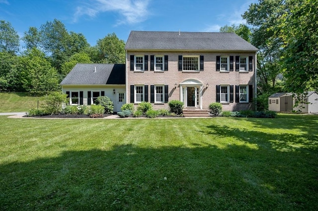 14 Nourse St, Westborough, MA 01581 - colonial home featuring a storage shed and a front yard