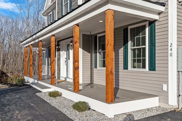 view of home's exterior with covered porch