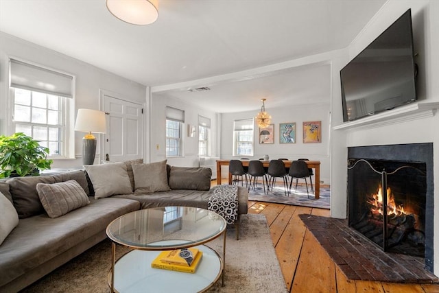 living room with wood-type flooring