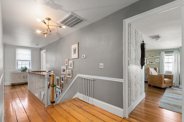 staircase featuring hardwood / wood-style flooring and plenty of natural light